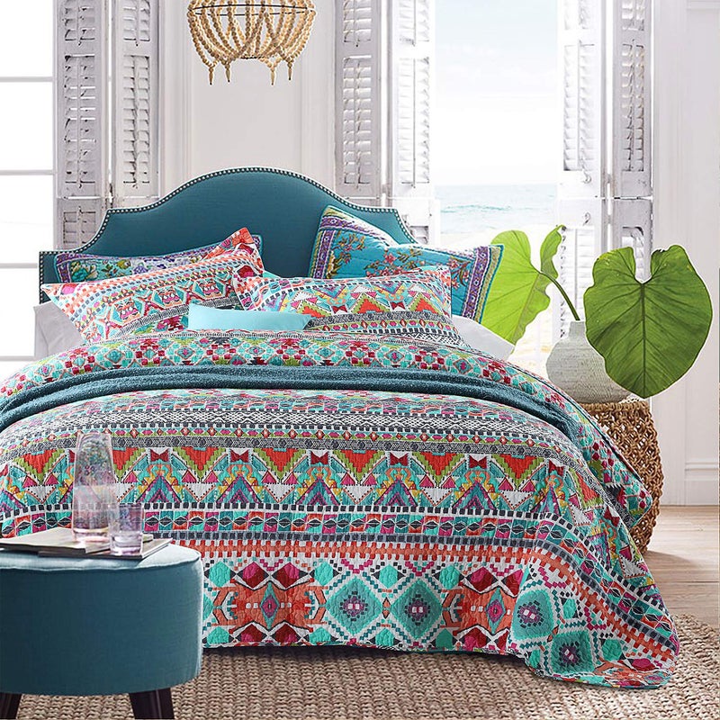 NEWLAKE Cotton Bedspread Quilt Sets-Reversible Patchwork Coverlet Set, Boundless Universe Pattern, Twin Size - Image 2
